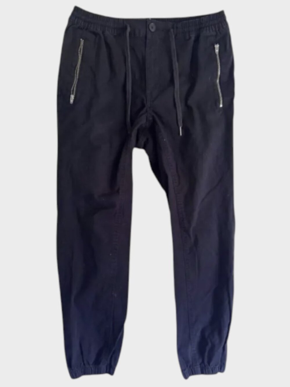 JF J. Ferrar Mens Size 32 Black Pants Elastic Ankle Zipper Pockets